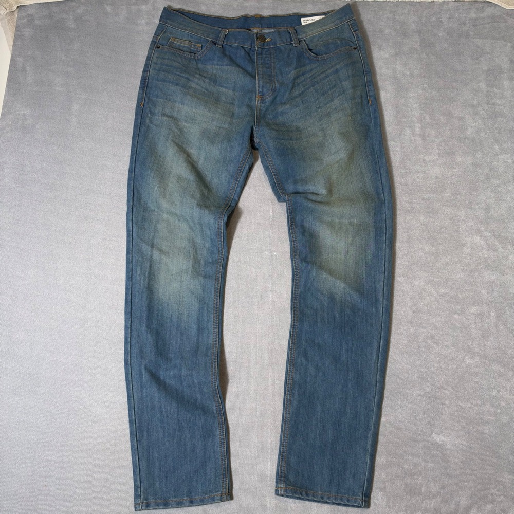 Denim Co Mens Slim Fit Blue Jeans 36x32 Medium Wash 5-Pocket Denim